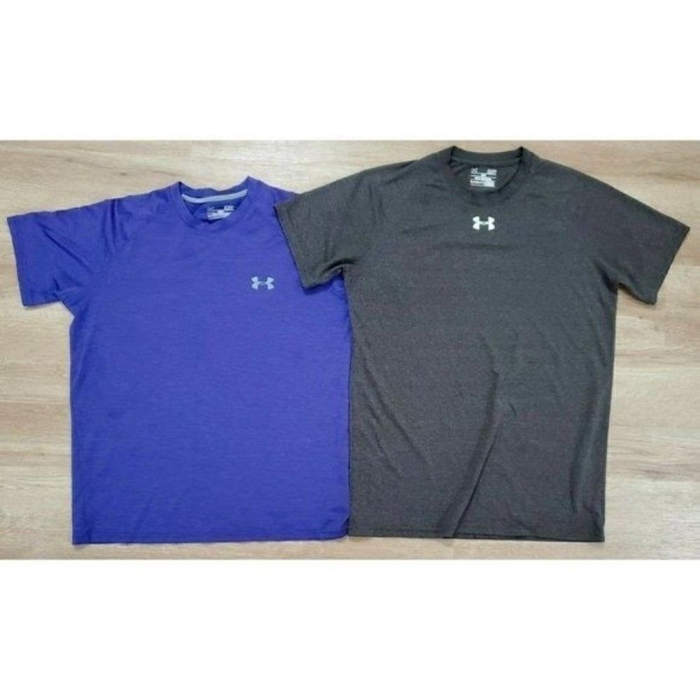 Under Armour Mens Lot of 2 Purple Gray T-Shirts S